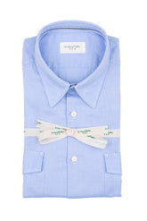 Light blue pure pin point cotton shirt with italian collar - Light blue | Giemme BrandsCorporate