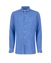 Camicia regular fit con collo francese in puro lino blu - Azzurro | Giemme BrandsCorporate