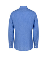 Camicia regular fit con collo francese in puro lino blu - Azzurro | Giemme BrandsCorporate