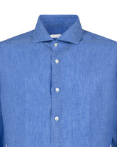 Camicia regular fit con collo francese in puro lino blu - Azzurro | Giemme BrandsCorporate