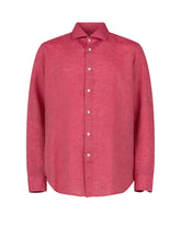 Camicia regular fit con collo francese in puro lino rosso - Rosso | Giemme BrandsCorporate
