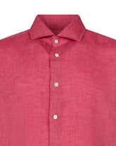 Camicia regular fit con collo francese in puro lino rosso - Rosso | Giemme BrandsCorporate