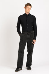 Camicia con collo francese in tessuto high performance Skinlike nero - Nero | Giemme BrandsCorporate
