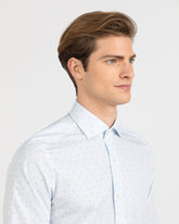 Camicia regular fit con collo francese in puro cotone con micro fantasia sui toni dell'azzurro - Azzurro | Giemme BrandsCorporate