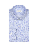 Regular fit shirt with French collar in pure cotton with a blue floral print - Light blue | Giemme BrandsCorporate