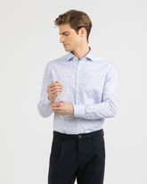 Regular fit shirt with French collar in pure cotton with a blue floral print - Light blue | Giemme BrandsCorporate