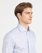 Regular fit shirt with French collar in pure cotton with a blue floral print - Light blue | Giemme BrandsCorporate