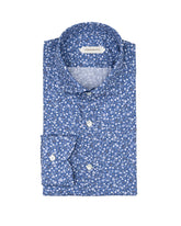 Regular fit shirt with French collar in pure cotton with a blue floral print - Light blue | Giemme BrandsCorporate