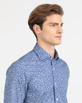 Regular fit shirt with French collar in pure cotton with a blue floral print - Light blue | Giemme BrandsCorporate
