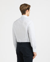 Camicia comfort fit con collo francese in puro cotone bianco con micro fantasia azzurra - Azzurro | Giemme BrandsCorporate