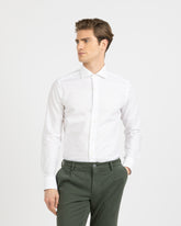 Camicia slim fit con collo francese in puro cotone bianco - Collezione UOMO | Giemme BrandsCorporate