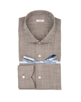 Camicia slim fit con collo francese in puro cotone marrone - Collezione UOMO | Giemme BrandsCorporate