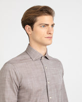 Camicia slim fit con collo francese in puro cotone marrone - Marrone | Giemme BrandsCorporate