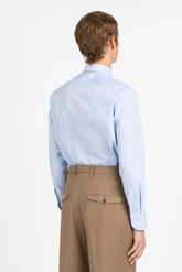 Camicia con collo francese in popeline di puro cotone azzurro con riga rossa - Azzurro | Giemme BrandsCorporate