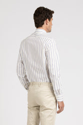 Camicia con collo francese in puro cotone bianco a righe blu - Blu | Giemme BrandsCorporate
