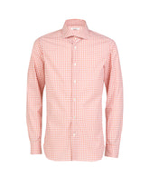 Slim-Fit-Hemd mit französischem Kragen aus reinem Baumwollstoff in rosa Karomuster - Rosa | Giemme BrandsCorporate