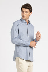 Camicia con collo francese in cotone elasticizzato azzurro - Azzurro | Giemme BrandsCorporate