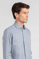 Camicia con collo francese in cotone elasticizzato azzurro - Azzurro | Giemme BrandsCorporate