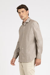 Brown stretch cotton shirt with french collar - Man collection | Giemme BrandsCorporate