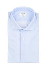 Camicia con collo francese in tessuto high performance Skinlike in micro-fantasia azzurra - Azzurro | Giemme BrandsCorporate