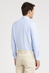 Camicia con collo francese in tessuto high performance Skinlike in micro-fantasia azzurra - Azzurro | Giemme BrandsCorporate