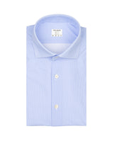 Camicia regular fit con collo francese in tessuto high performance Skinlike con micro-armatura azzurra - Azzurro | Giemme BrandsCorporate