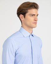 Camicia regular fit con collo francese in tessuto high performance Skinlike con micro-armatura azzurra - Azzurro | Giemme BrandsCorporate