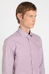 Camicia con collo francese in puro cotone a righe rosse - Rosso | Giemme BrandsCorporate