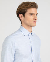 Camicia regular fit con collo francese in puro cotone armaturato sui toni dell'azzurro - Azzurro | Giemme BrandsCorporate