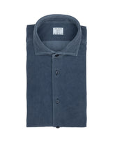 Camicia regular fit con collo francese in tessuto high performance Skinlike giro inglese blu - Blu | Giemme BrandsCorporate