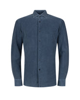 Camicia regular fit con collo francese in tessuto high performance Skinlike giro inglese blu - Blu | Giemme BrandsCorporate
