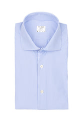 Camicia con collo francese in tessuto high performance Skinlike mille righe bianco e azzurro - Azzurro | Giemme BrandsCorporate