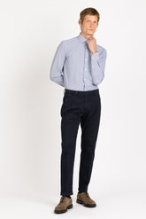 Camicia con collo francese in tessuto high performance Skinlike mille righe bianco e blu - Blu | Giemme BrandsCorporate