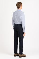Camicia con collo francese in tessuto high performance Skinlike mille righe bianco e blu - Blu | Giemme BrandsCorporate
