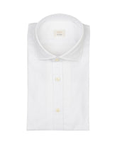 Camicia regular fit con collo francese in cotone e lino bianco - Carry over | Giemme BrandsCorporate