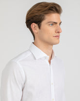Camicia regular fit con collo francese in cotone e lino bianco - Bianco | Giemme BrandsCorporate