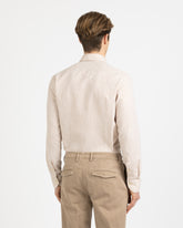 Camicia regular fit con collo francese in cotone e lino beige - Beige | Giemme BrandsCorporate