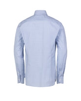 Regular fit shirt with French collar in white stretch cotton, featuring a micro-pattern in shades of blue - Light blue | Giemme BrandsCorporate