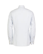 Regular fit shirt with French collar in pure white cotton with blue stripes - Light blue | Giemme BrandsCorporate