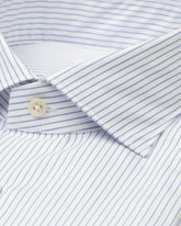 Regular fit shirt with French collar in pure white cotton with blue stripes - Light blue | Giemme BrandsCorporate