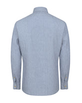 Regular fit Hemd mit französischem Kragen aus Leinen-Baumwoll-Denim mit feinen Streifen - Denim | Giemme BrandsCorporate