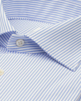 Camicia regular fit con collo francese in tessuto high performance Skinlike azzurro a righe bianche - Azzurro | Giemme BrandsCorporate