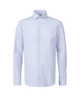 Camicia regular fit con collo francese in tessuto high performance Skinlike bianco a righe blu - Blu | Giemme BrandsCorporate