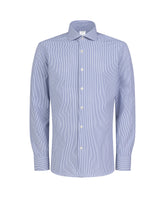 Camicia regular fit con collo francese in tessuto high performance Skinlike blu a righe bianche - Blu | Giemme BrandsCorporate
