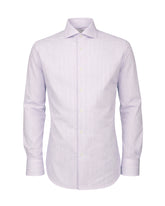 Regular fit shirt with french collar in high-performance Skinlike fabric white with pink stripes - Lilac | Giemme BrandsCorporate