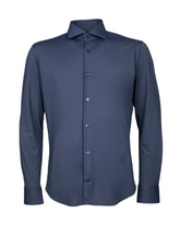 Regular fit shirt with french collar in blue high-performance structured Skinlike fabric - Blue | Giemme BrandsCorporate