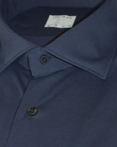 Regular fit shirt with french collar in blue high-performance structured Skinlike fabric - Blue | Giemme BrandsCorporate