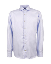 Camicia regular fit con collo francese in twill di puro cotone azzurro a pois - New in Uomo | Giemme BrandsCorporate