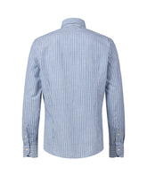 Camicia regular fit con collo francese in puro cotone bluette a righe bianche - Azzurro | Giemme BrandsCorporate