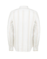 Camicia slim fit con collo francese in puro cotone bianco a righe beige - Beige | Giemme BrandsCorporate